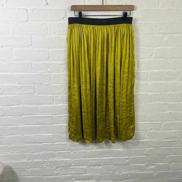 Racheal Zoe Women's Pleated Midi Skirt Pull-On Elastic Waist Gold Size M - Picture 1 of 5